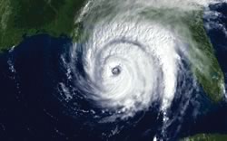 Photo showing a NOAA satellite image of Hurricane Ivan taken September 15, 2004, at 11:15 a.m. EDT before slamming into the USA Gulf Coast.